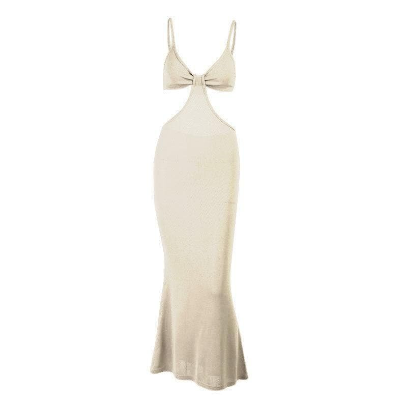 Y2K Aesthetic Hollow Out Cami Cut-Out Maxi Dress - Grunge & Coquette Style Fusion