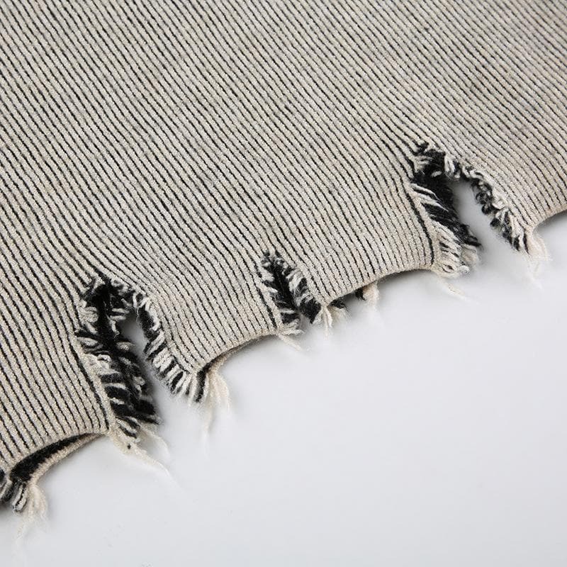 Y2K Aesthetic Knitted Contrast Long Sleeve Crewneck Top - Cute & Comfy for Grunge & Coquette Styles