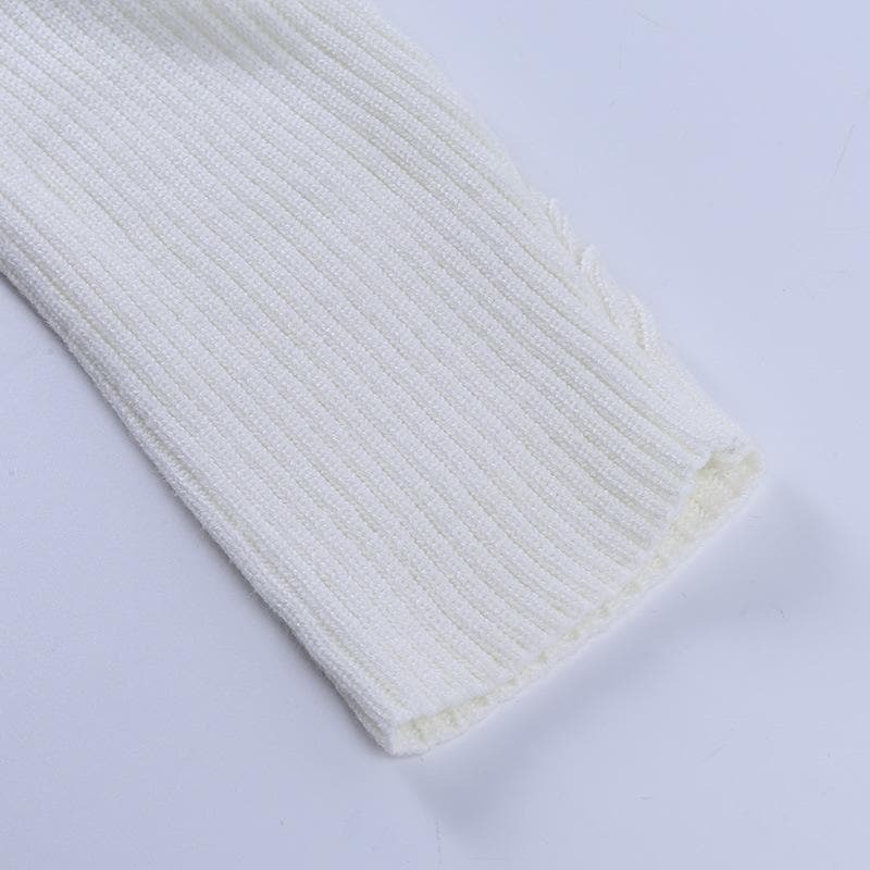 Y2K Aesthetic Knitted Cropped Long Sleeve Top - Cute Coquette & Grunge Style Essential