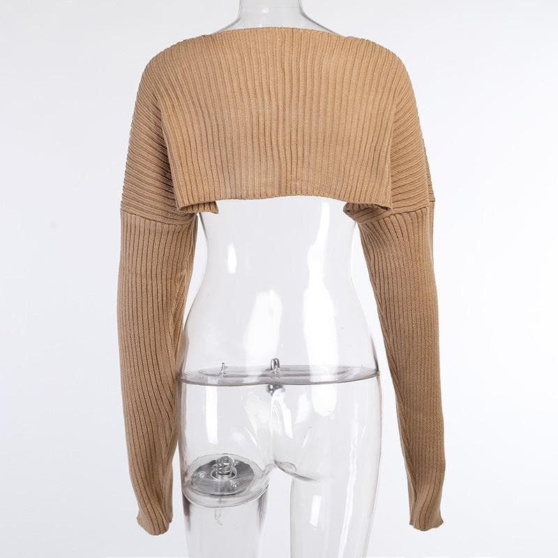 Y2K Aesthetic Knitted Cropped Long Sleeve Top - Cute Coquette & Grunge Style Essential