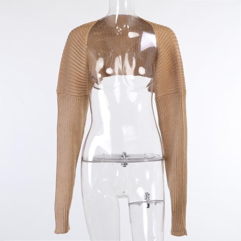 Y2K Aesthetic Knitted Cropped Long Sleeve Top - Cute Coquette & Grunge Style Essential