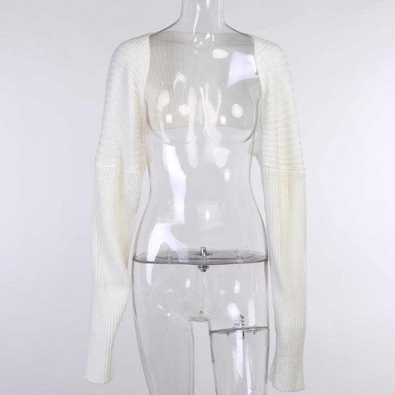 Y2K Aesthetic Knitted Cropped Long Sleeve Top - Cute Coquette & Grunge Style Essential