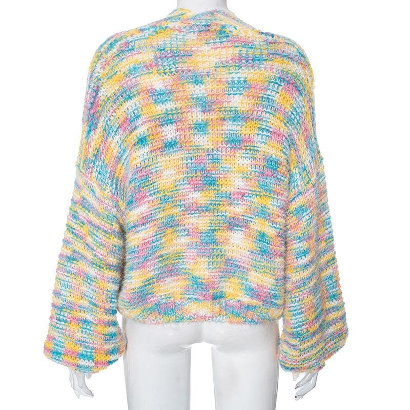 Y2K Aesthetic Knitted Long Sleeve Contrast Coat Top - Cute & Comfy for Grunge & Coquette Styles