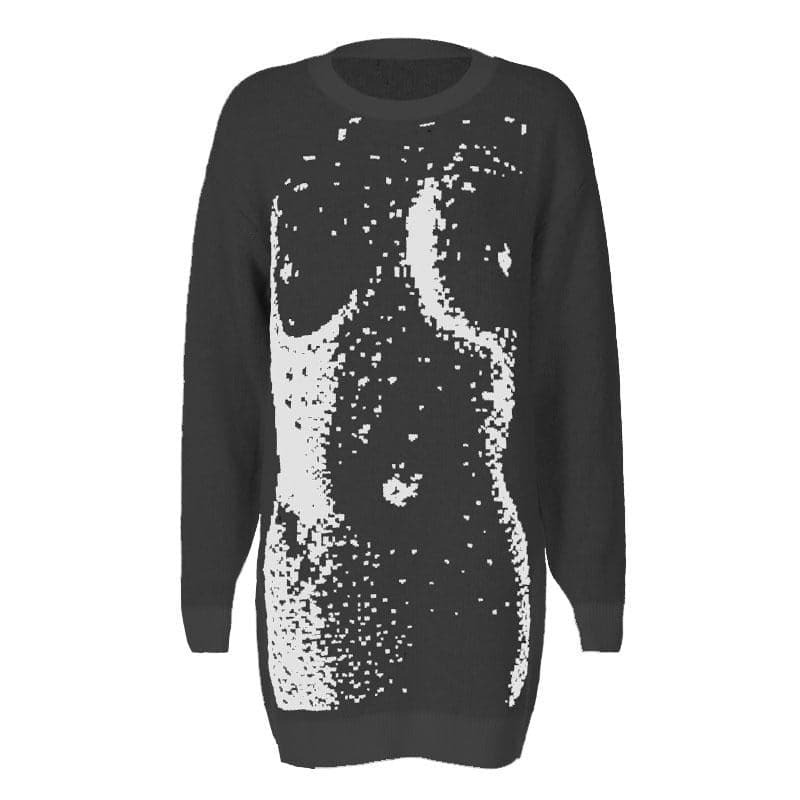 Y2K Aesthetic Knitted Long Sleeve Contrast Top - Cute Coquette & Grunge Style