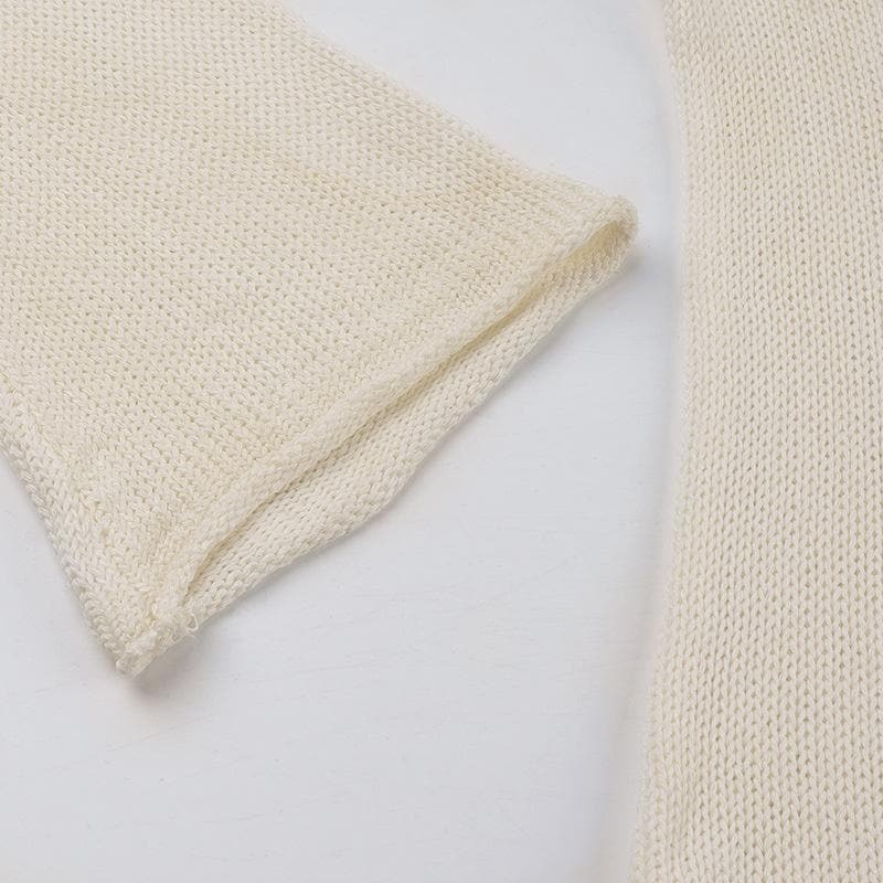 Y2K Aesthetic Knitted Star Pattern Long Sleeve Top - Cute Grunge & Coquette Style
