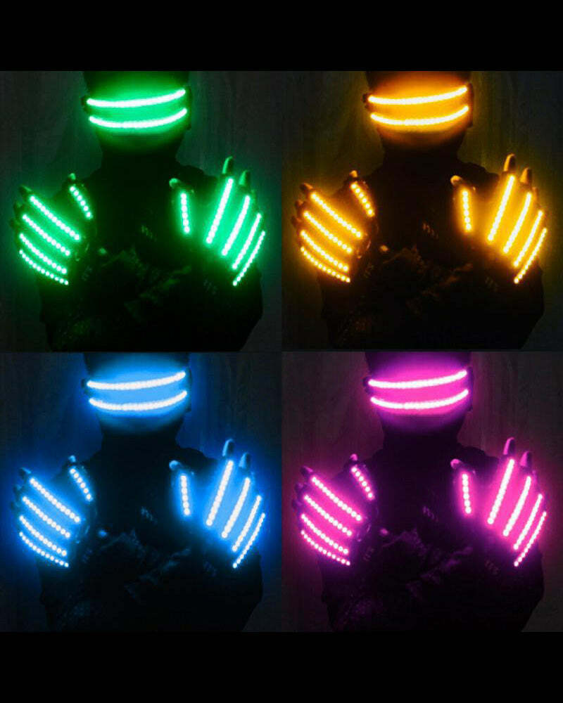 Y2K Aesthetic LED Gloves & Glasses - Cute Coquette & Grunge Style Accessories