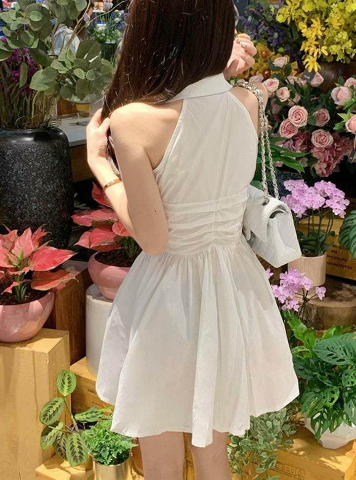 Y2K Aesthetic Polo Neck Sleeveless Shirt Dress - Cute Grunge & Coquette Style Outfit