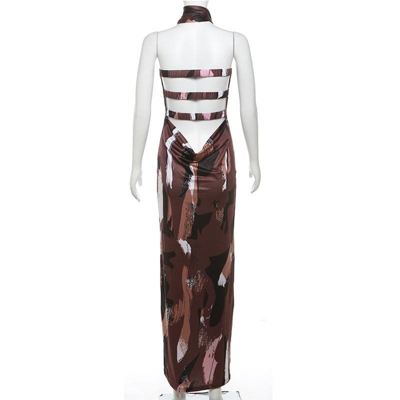 Y2K Aesthetic Ruched Backless Hollow Out Tube Cut Out Maxi Dress for Coquette & Grunge Styles