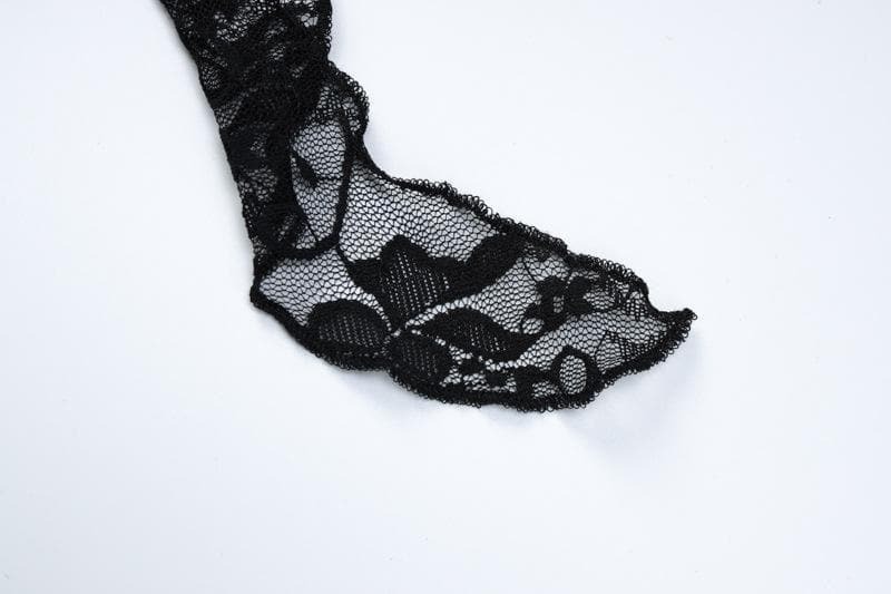 Y2K Aesthetic Slit Ruffle Lace Tube Maxi Dress - Cute Grunge & Coquette Style