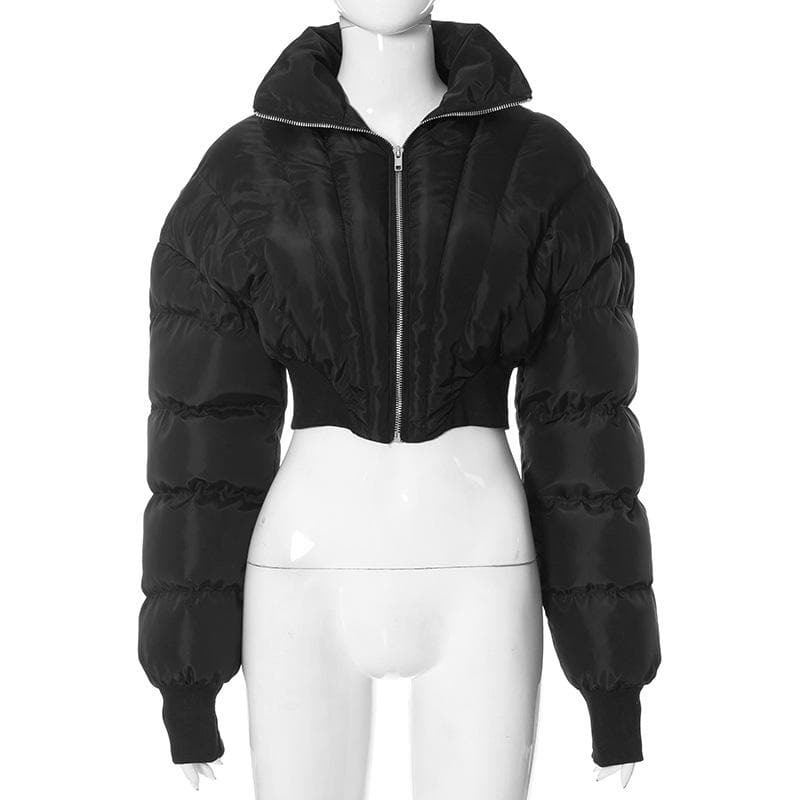 Y2K Aesthetic Zip-Up Corset Coat Top - Grunge Style Long Sleeve with Turnover Collar