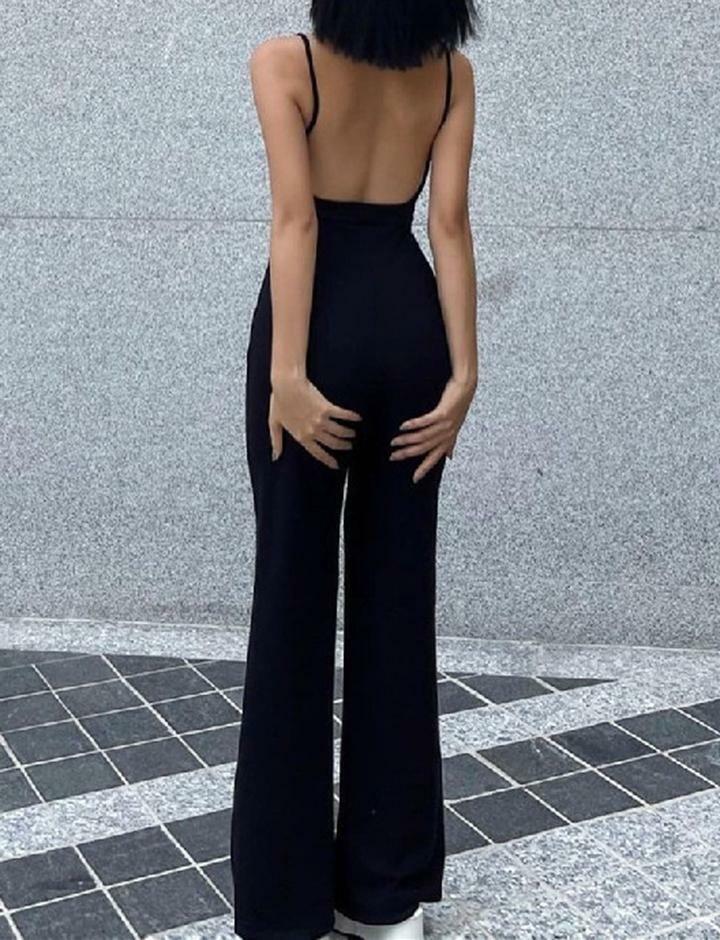 Y2K Backless Camisole Jumpsuit - Slim Fit, Cute Top for Coquette & Grunge Aesthetic
