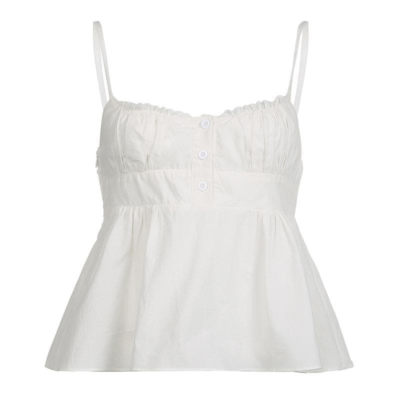 Y2K Backless Ruched Cami Top with Lace Hem - Cute Coquette & Grunge Aesthetic Style