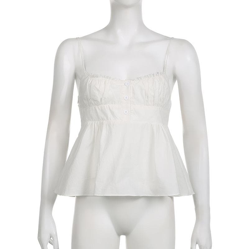 Y2K Backless Ruched Cami Top with Lace Hem - Cute Coquette & Grunge Aesthetic Style