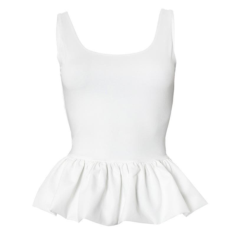 Y2K Backless Ruffle Tank Top - Cute Solid Crop for Coquette & Grunge Aesthetic Styles