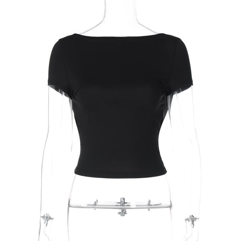 Y2K Backless Top - Cute Solid Crop for Coquette & Grunge Aesthetic Outfits