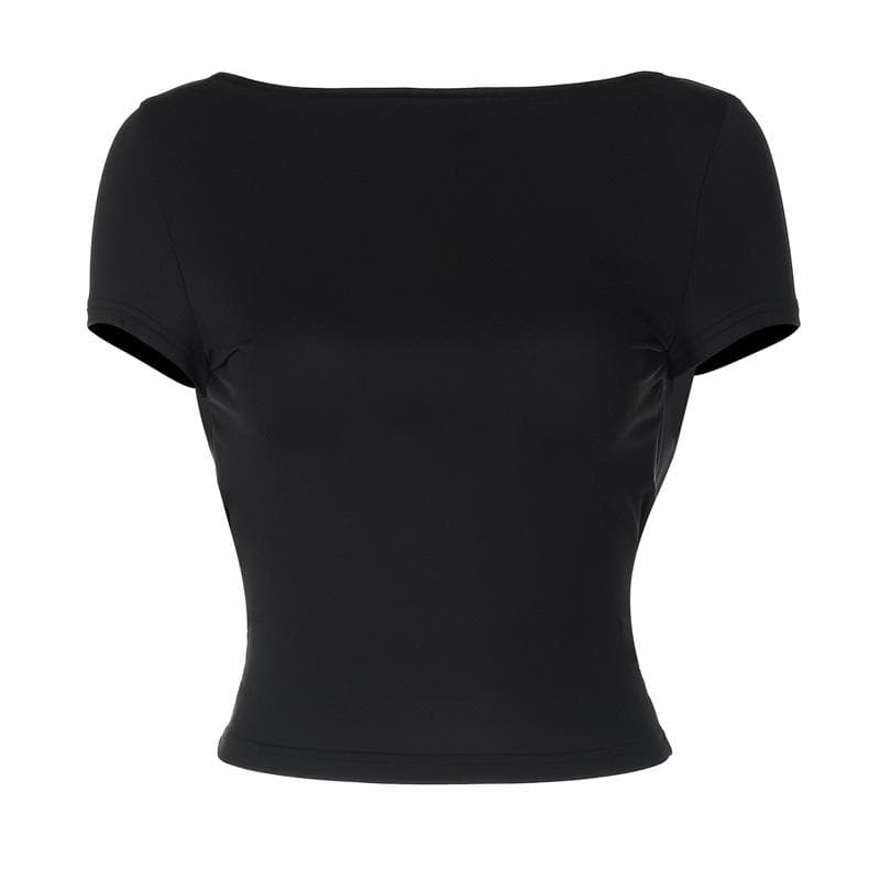 Y2K Backless Top - Cute Solid Crop for Coquette & Grunge Aesthetic Outfits