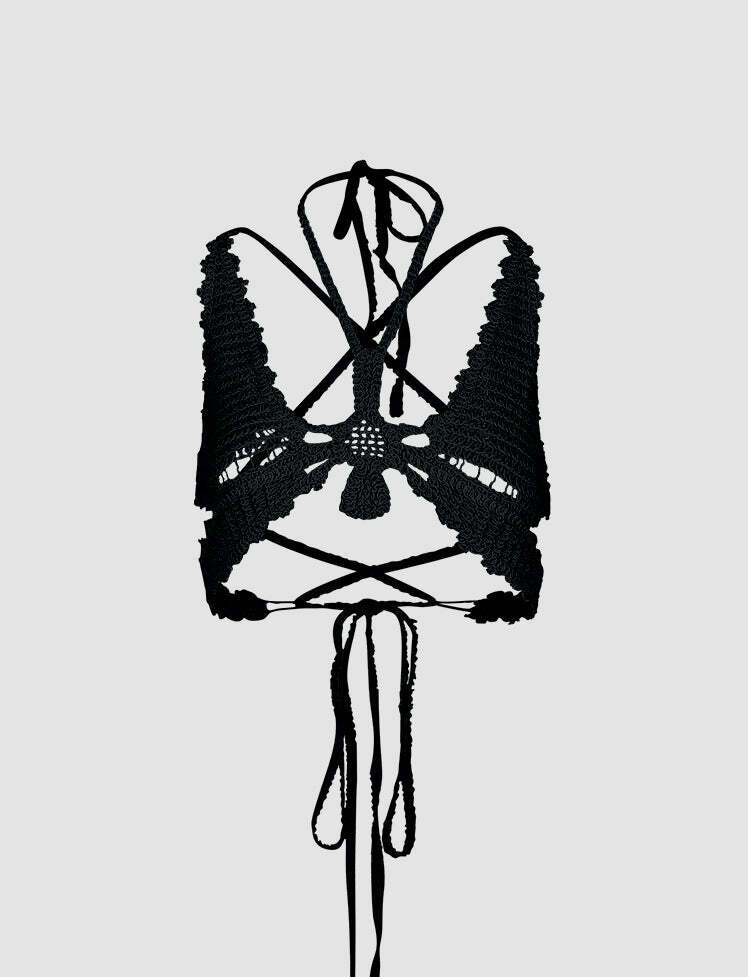 Y2K Black Butterfly Knit Halter Corset Top - Grunge Aesthetic Cute Crop for Coquette Style