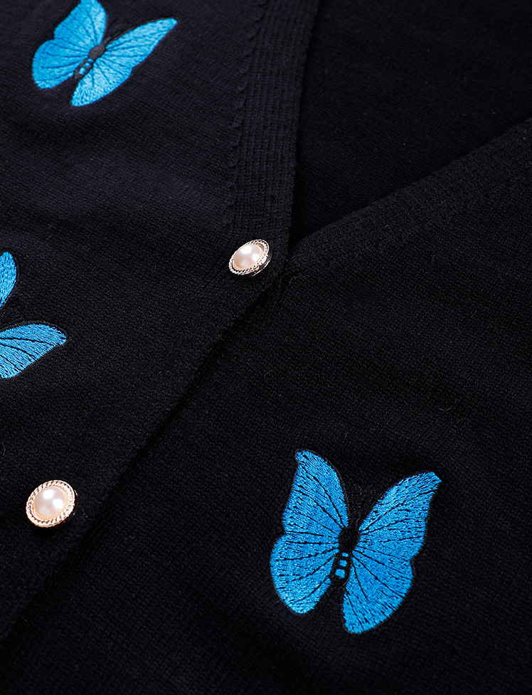 Y2K Black Embroidered Butterfly Cami & Knit Sweater Set - Cute Coquette Aesthetic Top