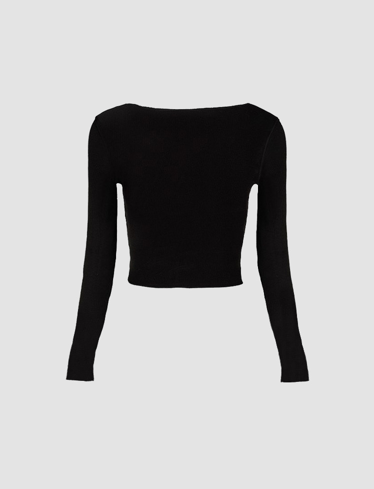 Y2K Black Knot Button Tee - Cute Grunge Aesthetic Top for Coquette & Soft Girl Styles