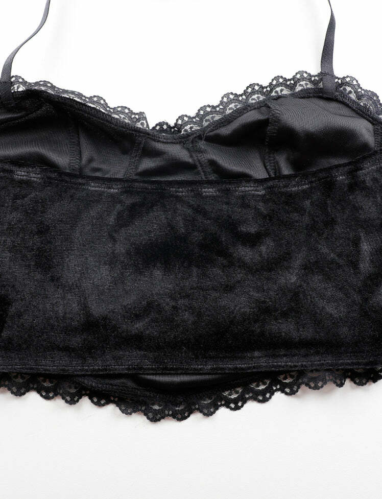 Y2K Black Lace Halter Neck Corset Top - Grunge Aesthetic Cute Crop for Coquette Style