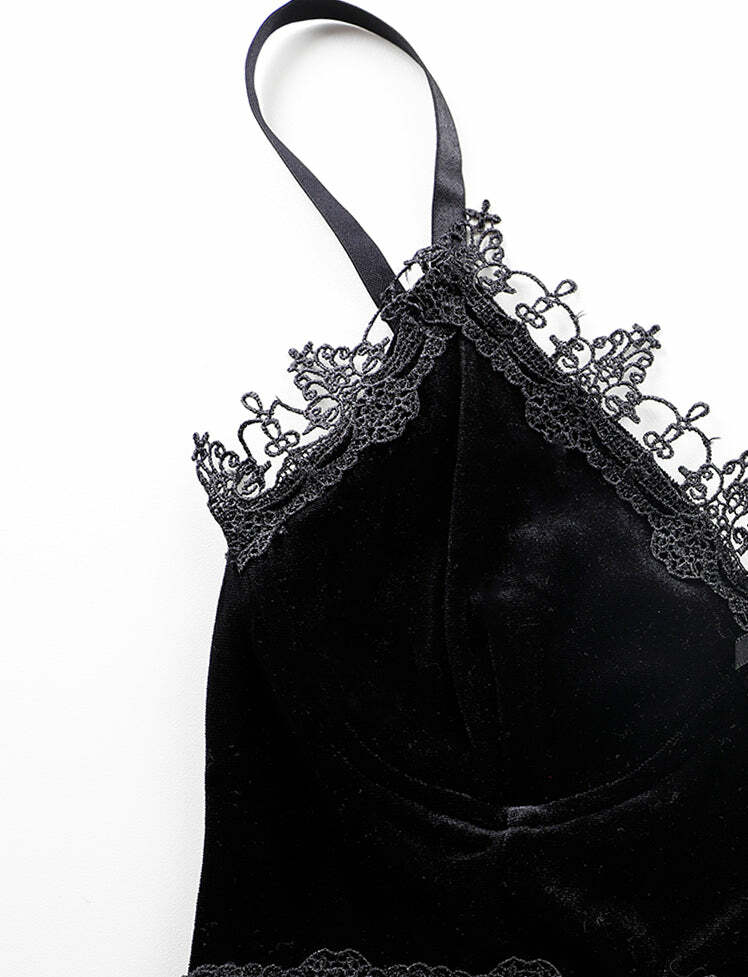 Y2K Black Lace Side Vest Tube Top - Cute Grunge Aesthetic for Stylish Outfits