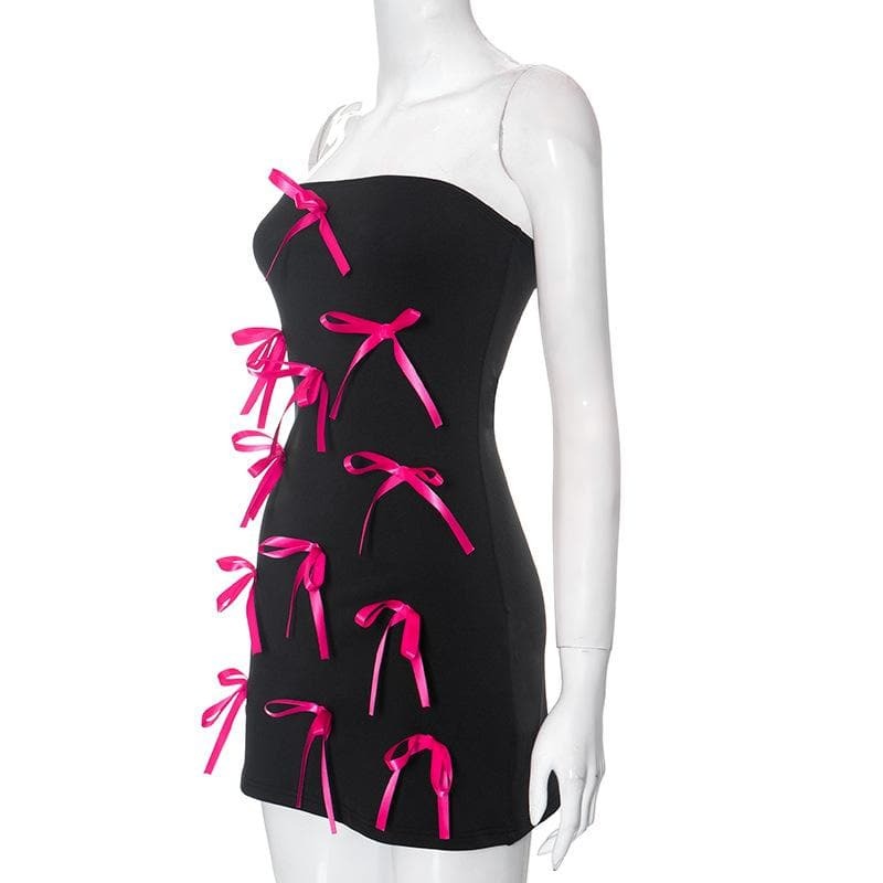 Y2K Bowknot Backless Tube Mini Dress - Cute Coquette Style for Aesthetic Outfits