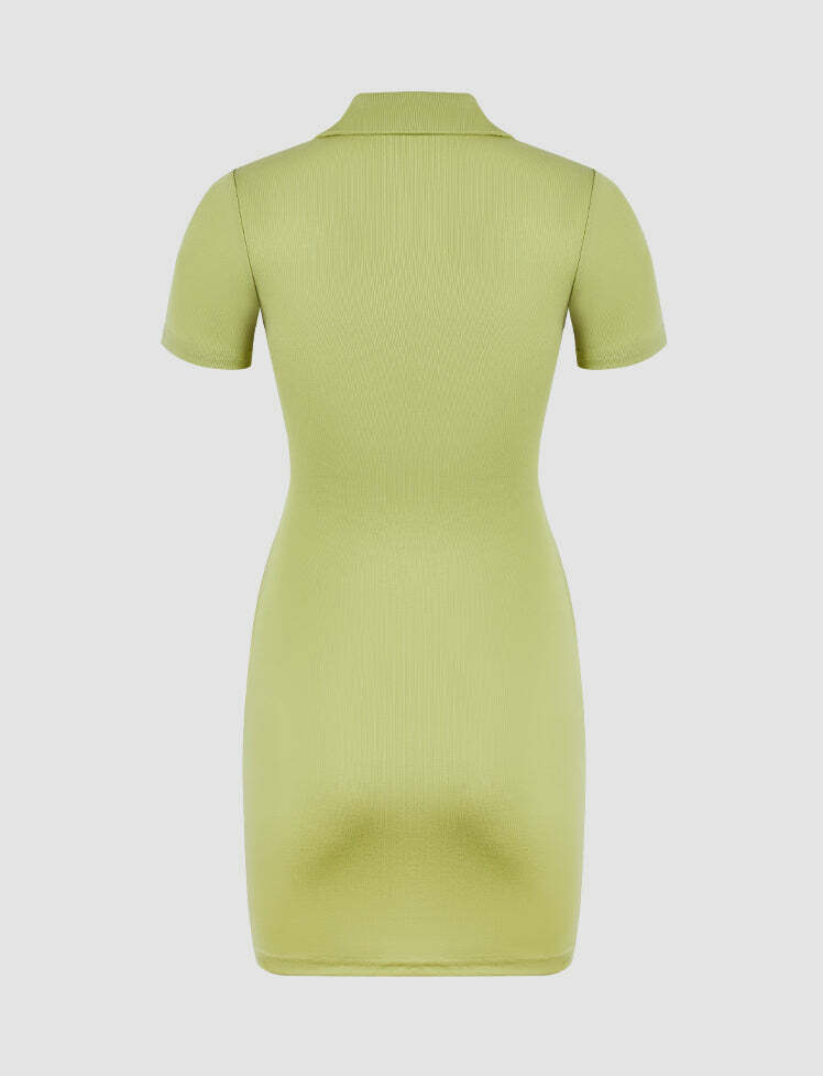 Y2K Color-Block Irregular Polo Dress - Cute Aesthetic for Coquette & Grunge Styles