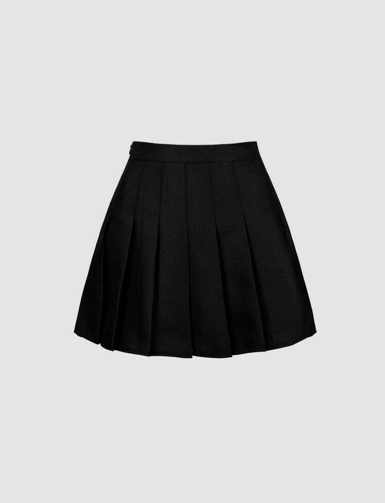 Y2K Coquette Aesthetic Black Crop Blazer, White Blouse & Pleated Skirt Set