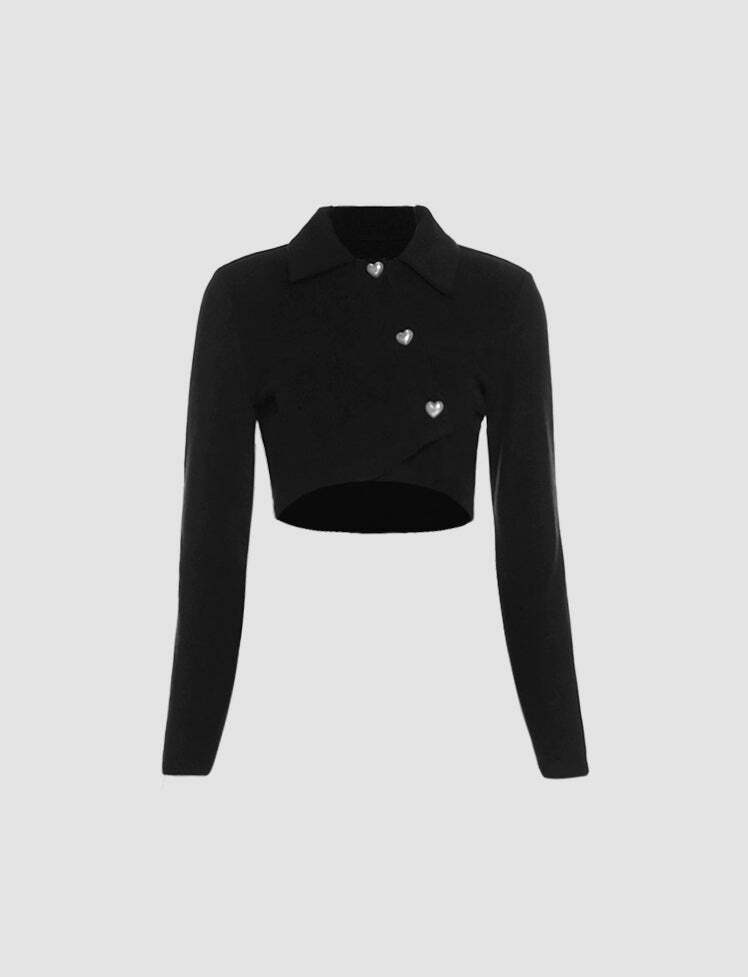 Y2K Coquette Aesthetic Black Irregular Lapel Button-Up Top & Cargo Skirt Set