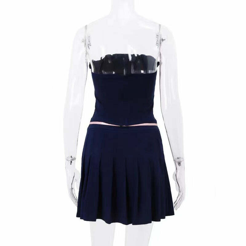 Y2K Coquette Aesthetic Bowknot Camisole & Pleated Skirt Set - Cute Pastel Outfit