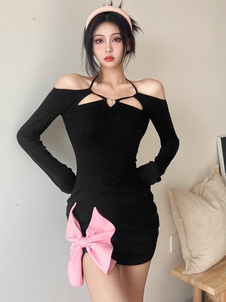 Y2K Coquette Aesthetic Dress - Cute Pastel Goth Party Outfit with Grunge Style Flair