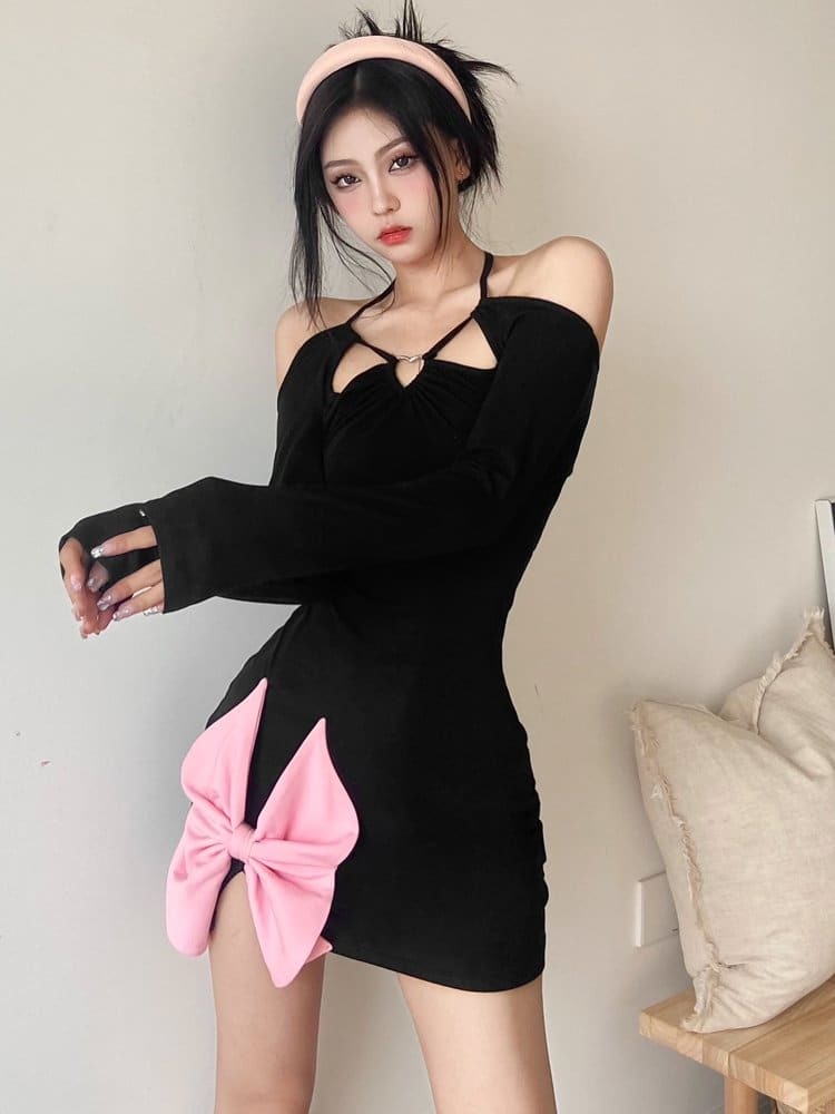 Y2K Coquette Aesthetic Dress - Cute Pastel Goth Party Outfit with Grunge Style Flair