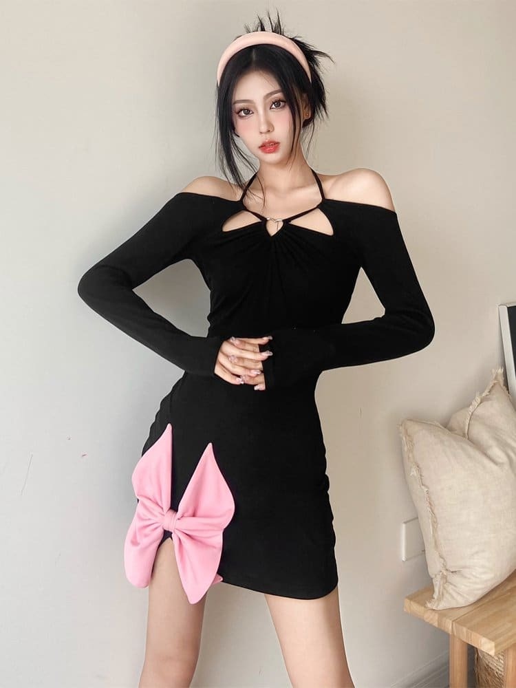 Y2K Coquette Aesthetic Dress - Cute Pastel Goth Party Outfit with Grunge Style Flair