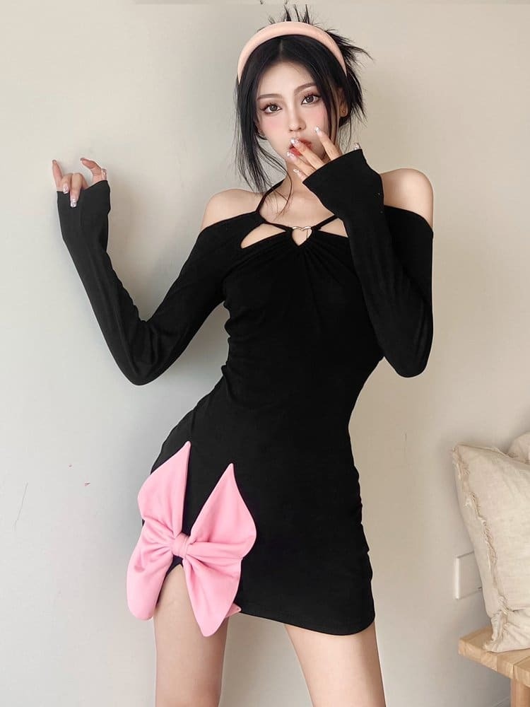 Y2K Coquette Aesthetic Dress - Cute Pastel Goth Party Outfit with Grunge Style Flair