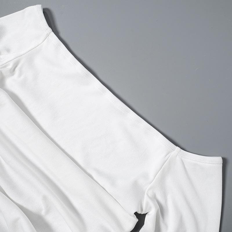 Y2K Coquette Aesthetic Ribbed Off-Shoulder Top with Long Flared Sleeves - Cute & Comfy