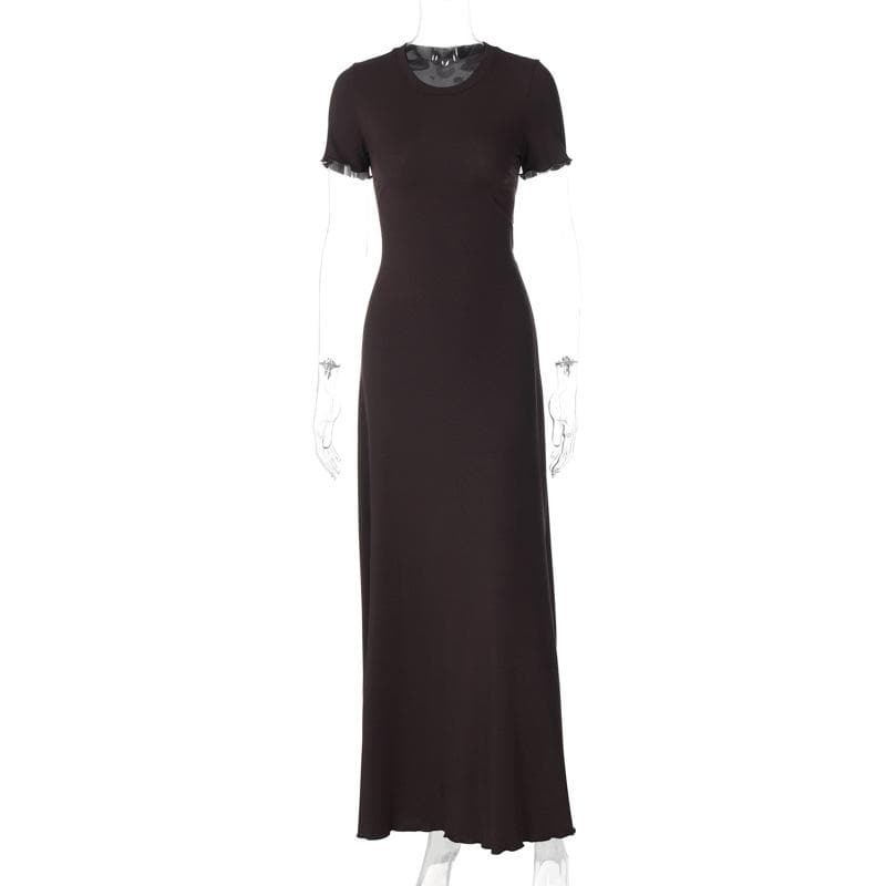 Y2K Coquette Aesthetic Ruffle Knotted Maxi Dress - Cute Pastel Goth Style for Every Occasion