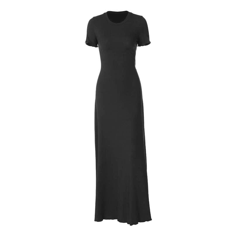 Y2K Coquette Aesthetic Ruffle Knotted Maxi Dress - Cute Pastel Goth Style for Every Occasion