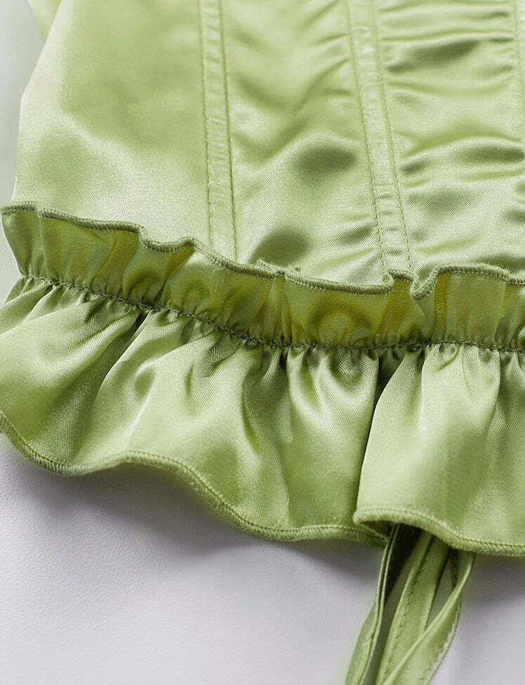 Y2K Coquette Aesthetic Ruffled Tie Cami Top - Cute Pastel Goth Fashion Essential