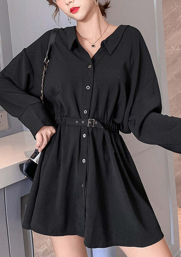 Y2K Coquette Aesthetic Shirt Dress - Cute Pastel Goth Style for Trendy Outfits