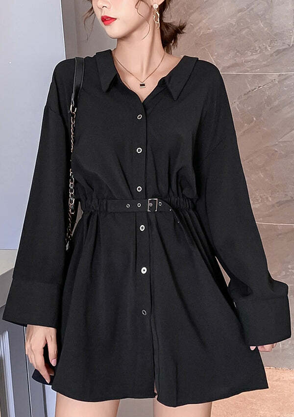 Y2K Coquette Aesthetic Shirt Dress - Cute Pastel Goth Style for Trendy Outfits