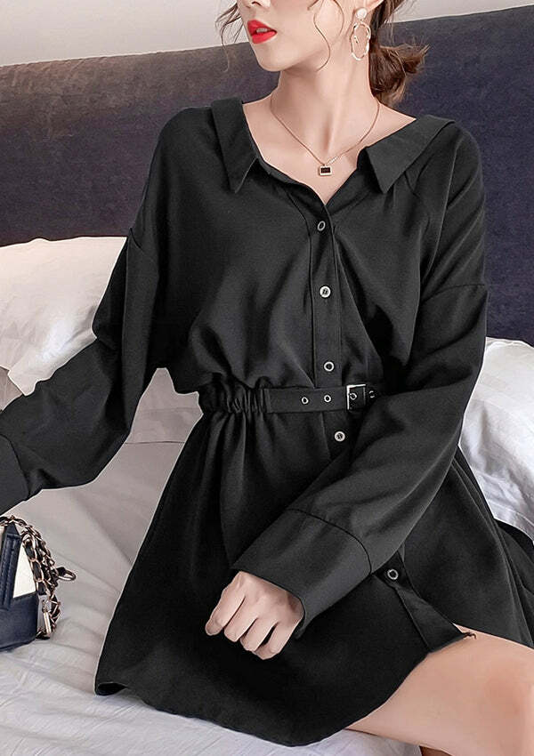 Y2K Coquette Aesthetic Shirt Dress - Cute Pastel Goth Style for Trendy Outfits