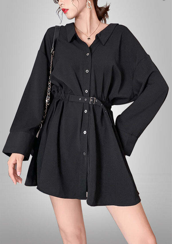 Y2K Coquette Aesthetic Shirt Dress - Cute Pastel Goth Style for Trendy Outfits