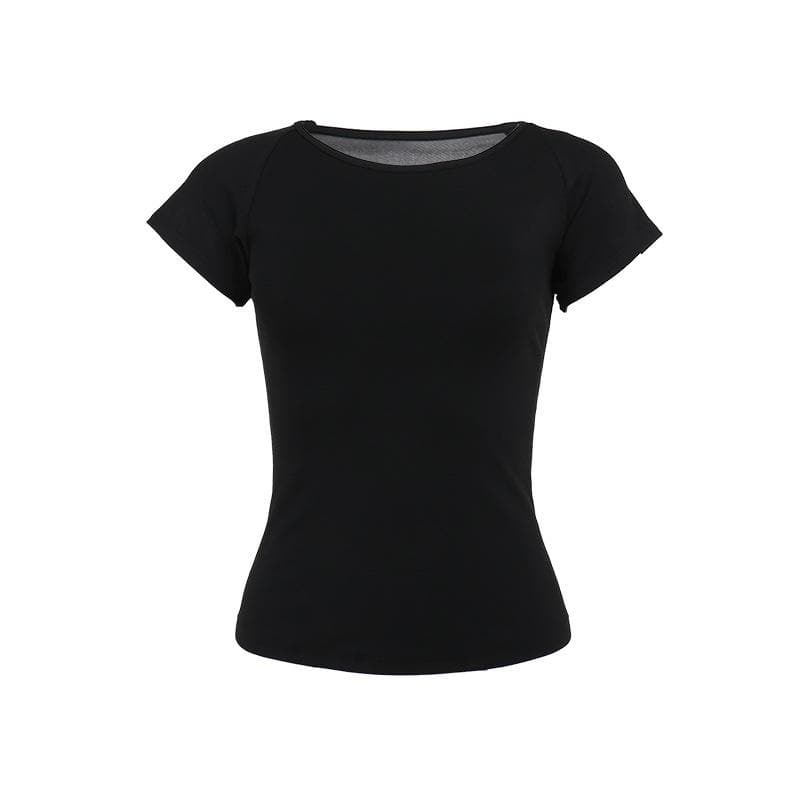 Y2K Coquette Aesthetic Short Sleeve Mesh Top - Cute Pastel Grunge Style Tee