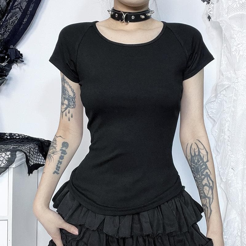 Y2K Coquette Aesthetic Short Sleeve Mesh Top - Cute Pastel Grunge Style Tee