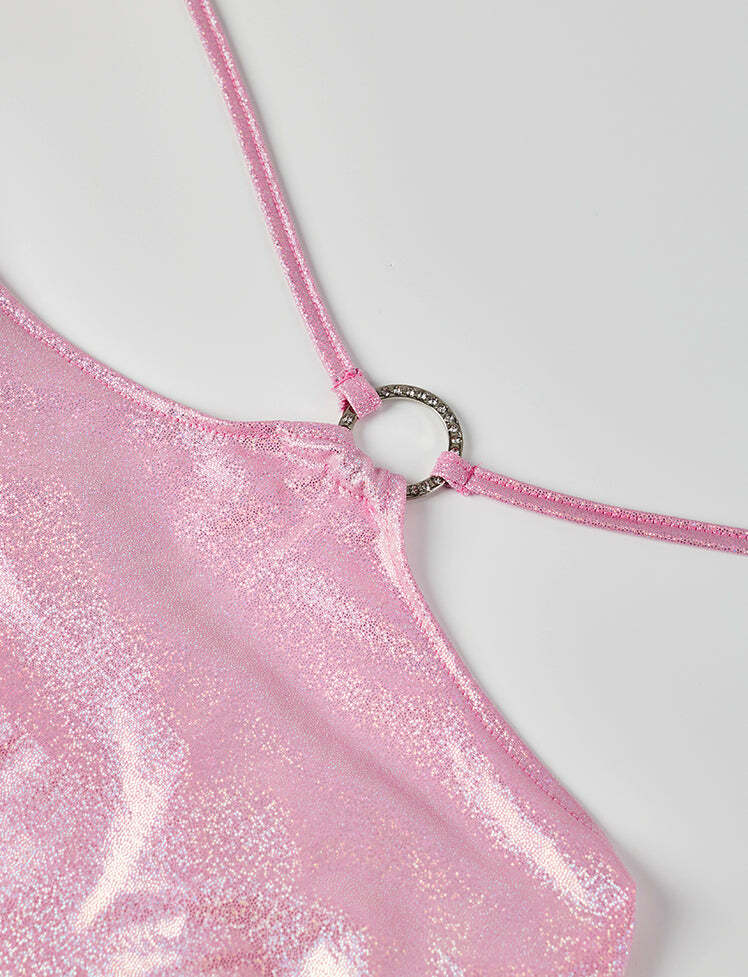 Y2K Coquette Aesthetic Silk Straps Top & Mini Skirt Set - Cute Pastel Grunge Outfit