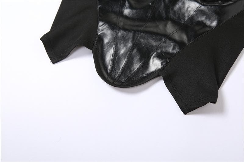 Y2K Coquette Aesthetic Sleeveless PU Leather Halter Backless Crop Top for Cute Outfits
