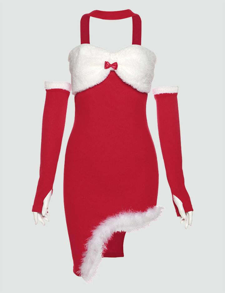 Y2K Coquette Aesthetic Slim Straight Neck Backless Dress for Festive Grunge Style
