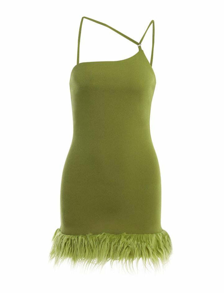Y2K Coquette Aesthetic Sling Dress with Slanted Shoulder Design - Cute & Comfy Style