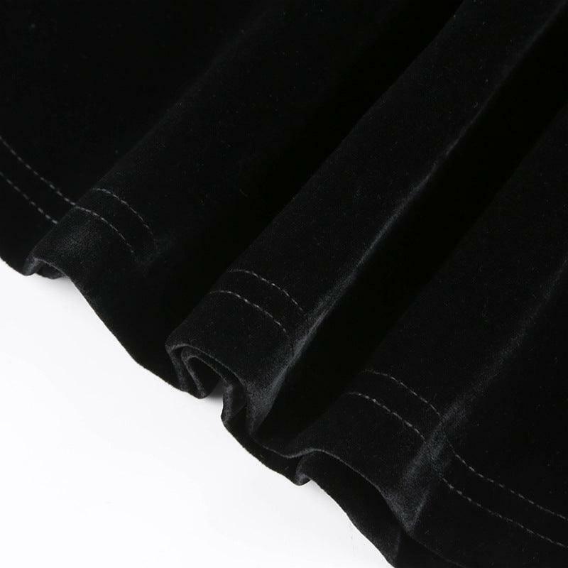 Y2K Coquette Aesthetic Square Collar Velvet A-Line Dress for Cute Fall Outfits