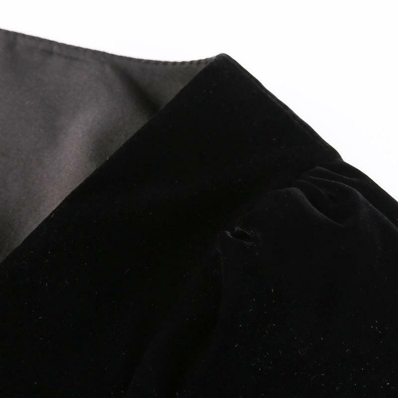 Y2K Coquette Aesthetic Square Collar Velvet A-Line Dress for Cute Fall Outfits